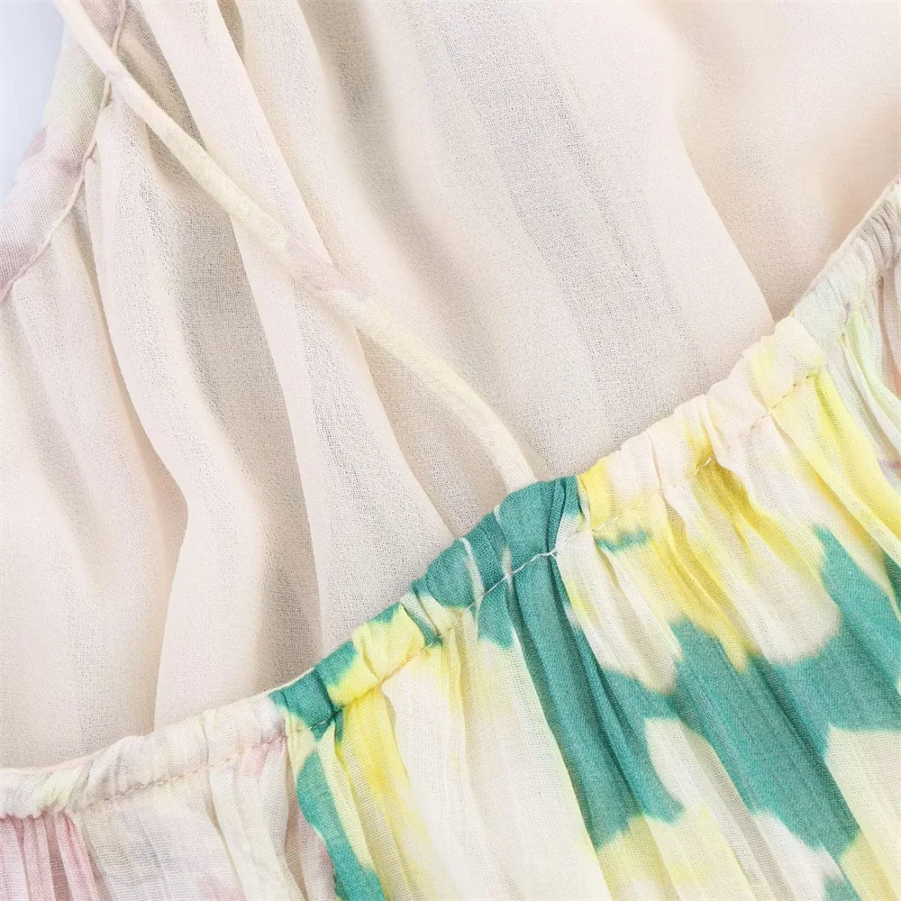 BM&MD&ZA2025flower print patchwork holiday style backless loose sling long dress summer new women's clothing Aviola
