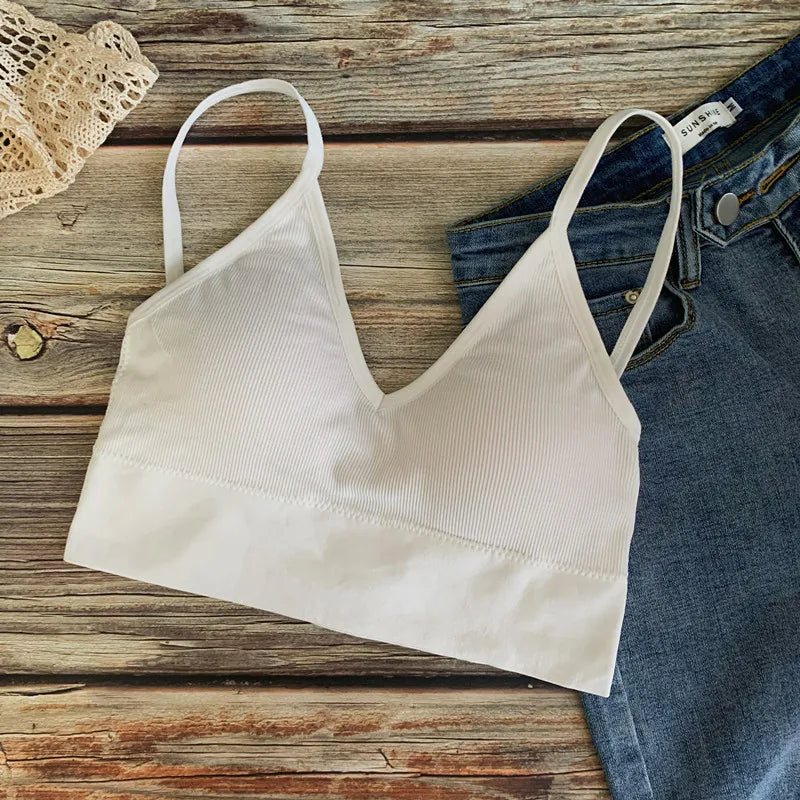 Women Crop Top Solid Color Tube Top Seamless Bra Sports Sexy Lingerie Active Bra Tops Underwear With Removable Pads Aviola