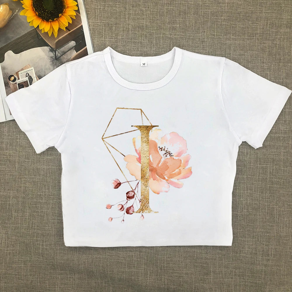 2024 Europe and the United States new printed art letter short sleeve women with street women T-shirt Y2K Aviola