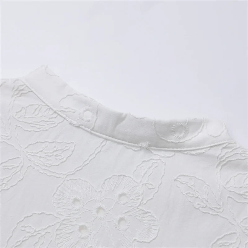 RARF  vestido elegante de encaje bordado para mujer, vestido blanco de empalme, Floral, ahuecado, suelto, informal, para fiesta Aviola
