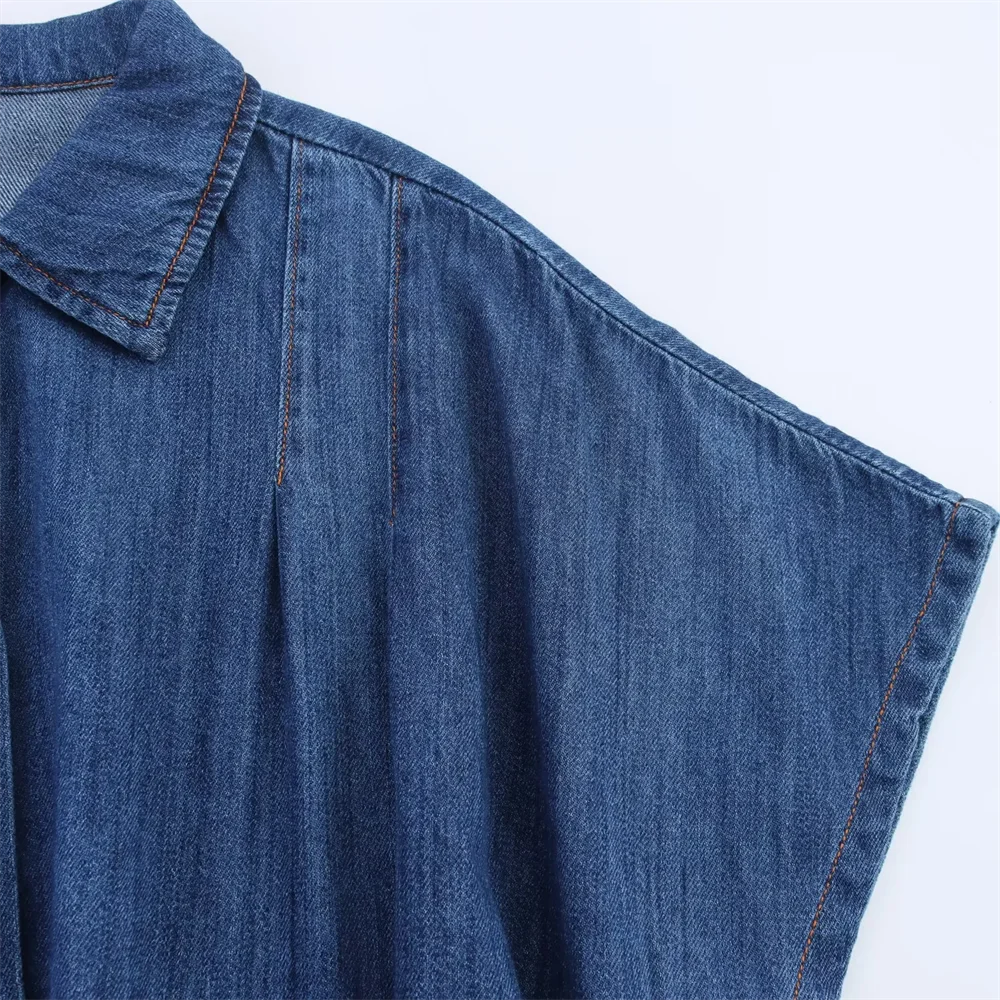 BM&MD&ZA2025denim dress for women summer new mid-length loose temperament A-line skirt over knee shirt skirt Aviola