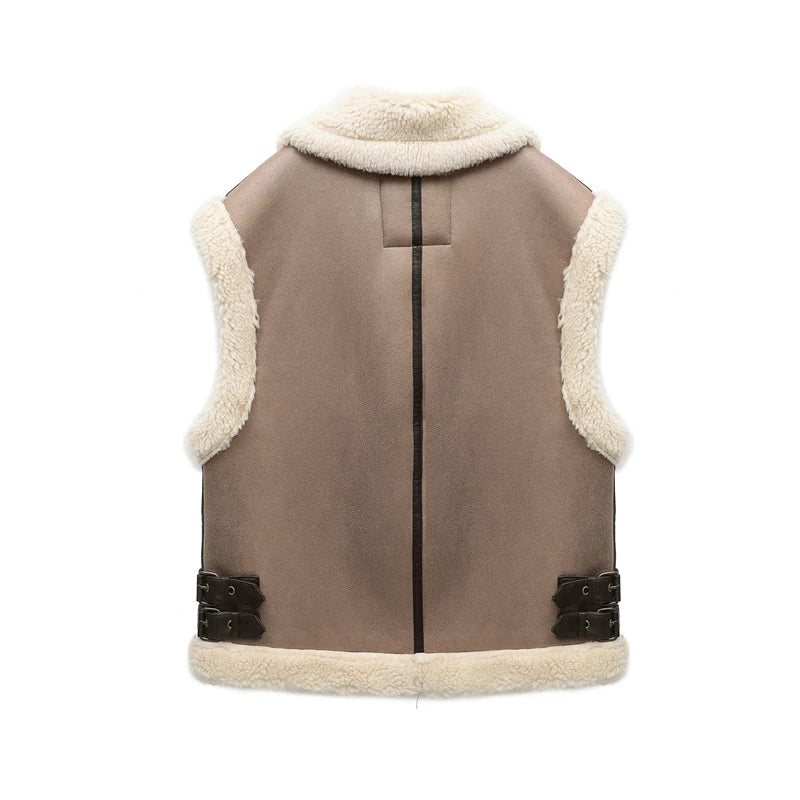 RARF Autumn Winter Women Fur Vest High Street Female Faux Sheepskin Fur Waistcoat Chic Fleece Thick Warm Sleeveless Outwear Aviola
