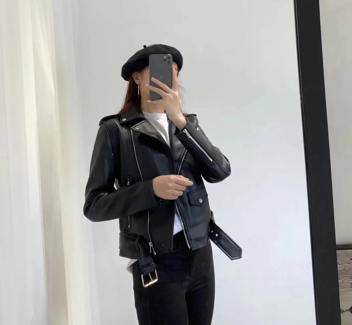 RARF Spring and Autumn 2024 The new belt detachable epaulet motorcycle jacket leather jacket Aviola