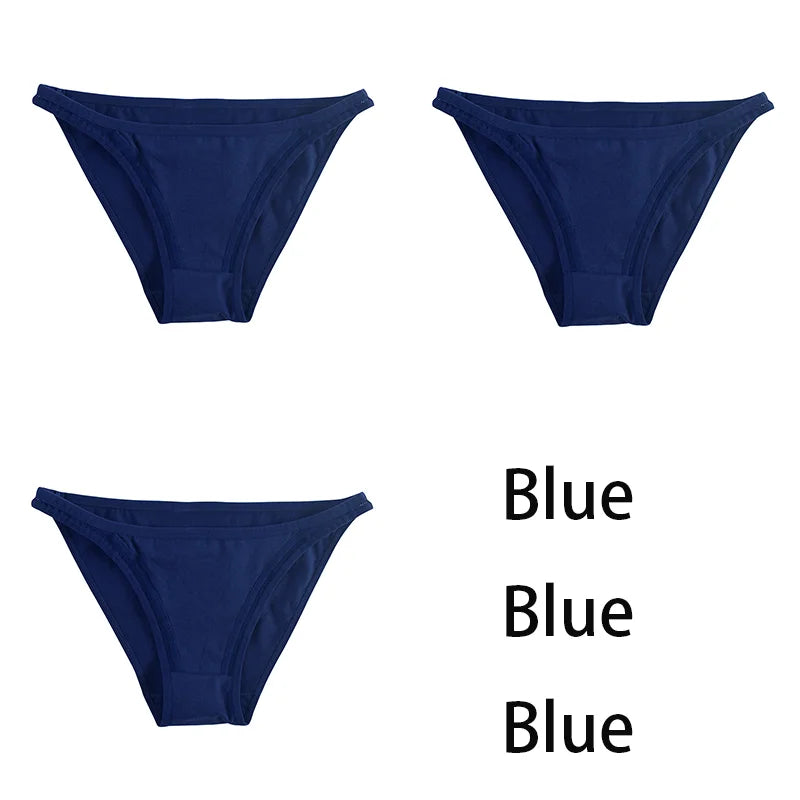 3Pcs/set Women Cotton Panties Female Mesh Underpants Solid Color Bikini Briefs Underwear Ladies Sexy Panty Girls Lingerie Aviola