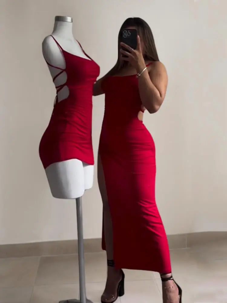 2024 explosive new dress summer high sensibility halter strap Spice Girl bag hip dress Aviola