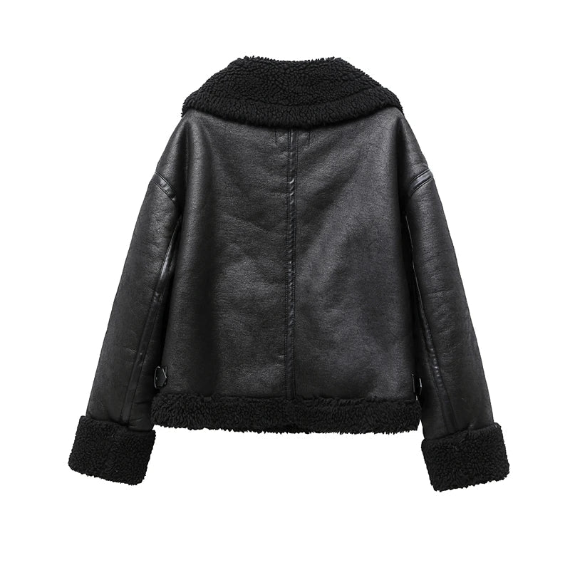 RARF 2024 women's thickened warm fur integrated grab fleece double-sided jacket jacket women's biker top Aviola