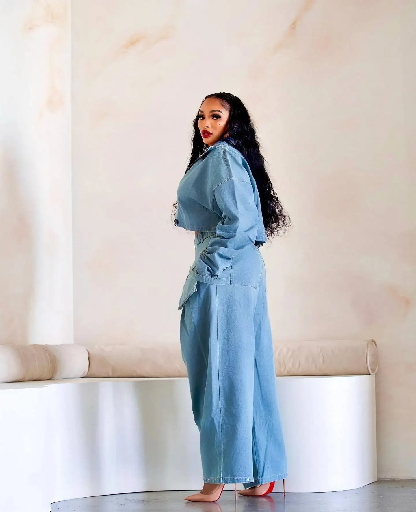Denim Two Piece Sets Women Coat Jacket Wide Leg Pants Jeans Suits Matching Sets Trousers Outfits 2025 Y2k Streetwear Party Aviola