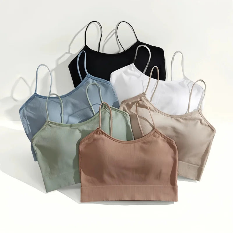 Seamless Bras Tube Top Underwear Streetwear Sleeveless Strappy Sports Women Crop Tops Bandeau Bra Removable Pad Aviola