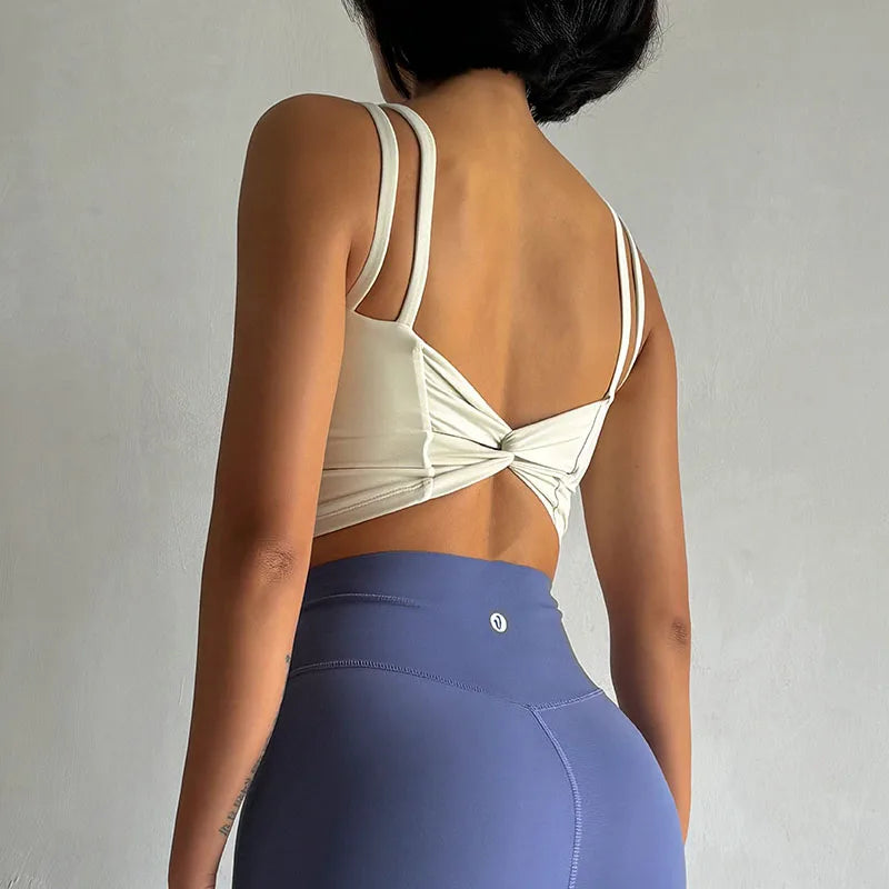 Women's Sports Bras Fitness Top, Sexy Lingerie, Push Up Fixed Pad, Yoga Bra, Back knotted Underwear, Running Vest, Gym Tops Aviola