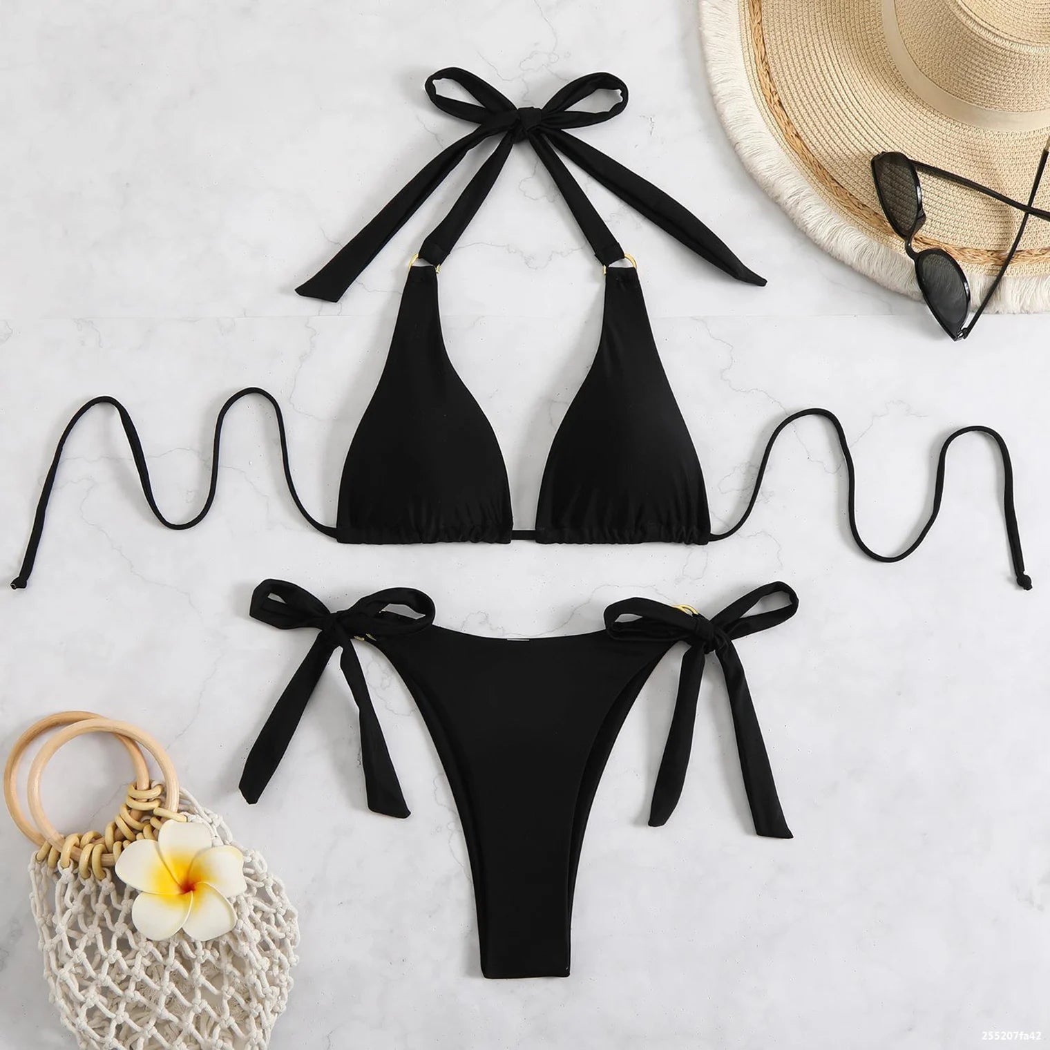 2025 Sexy Two-piece Women's Solid Swimsuit Tight Push-up Swimwear Summer Backless Bikini Brazilian Beach Mini Thong Bathing Suit Aviola