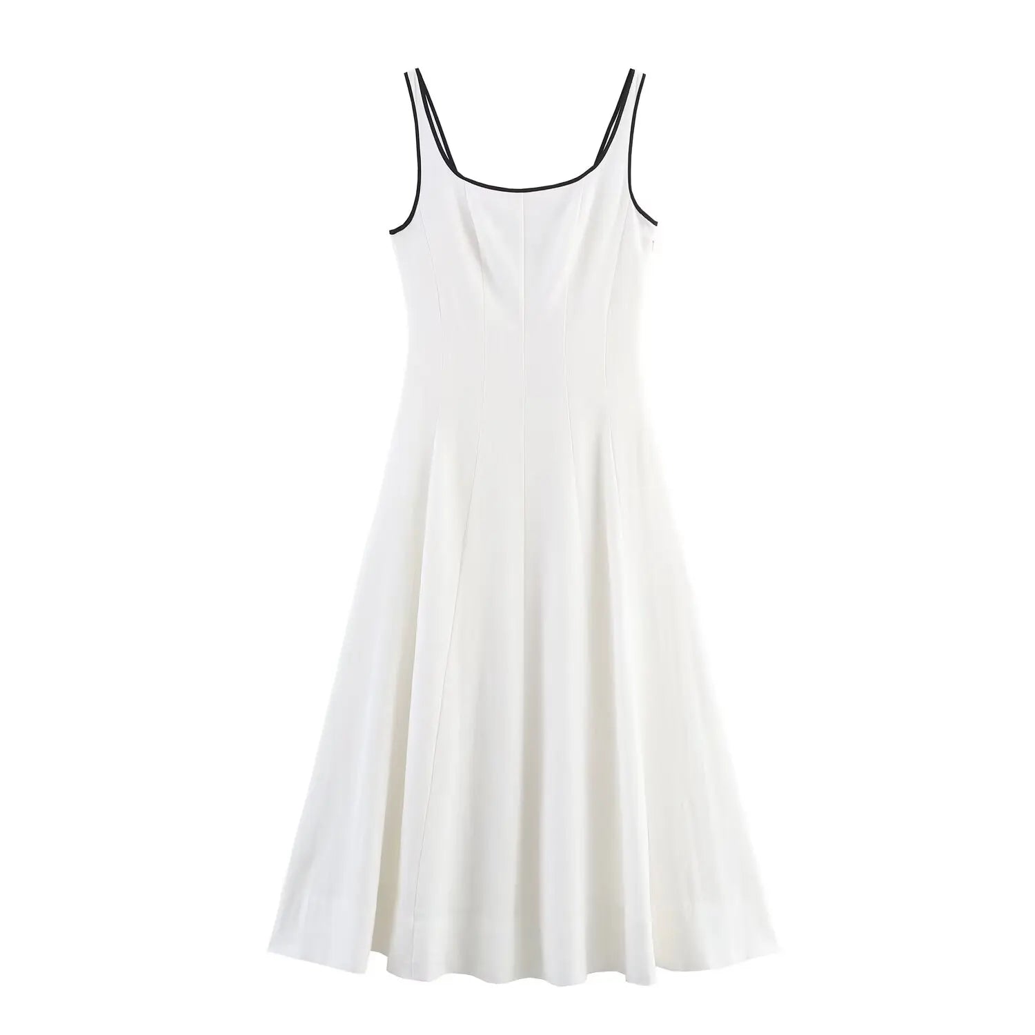 UNIZERA Contrast Edge Midi Dress 2025 Summer New Arrivals Women's Casual Loose Suspender Dress Aviola