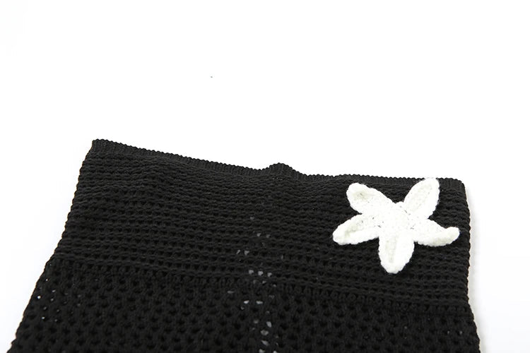 Nibber Summer Crochet Women 2 Piece Set Sexy Applique Hollow Beach Back Bandage Strapless Tops+Shorts Midnight Vacation Clubwear Aviola