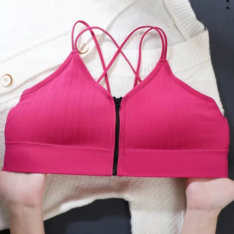 Seamless Bra Women Front Zipper Tube Tops Wrapped Chest Vneck Wireless Bra Comfort Tube Bra Beauty Back Underwear Sports Vest Aviola
