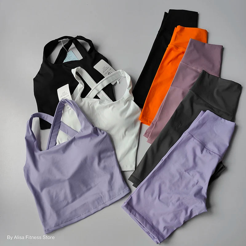 2PCS  Women Yoga Set Workout Sports Bra Set Sportswear Gym Clothing Fitness Long Sleeve Crop Top High Waist Shorts Sports Suits Aviola
