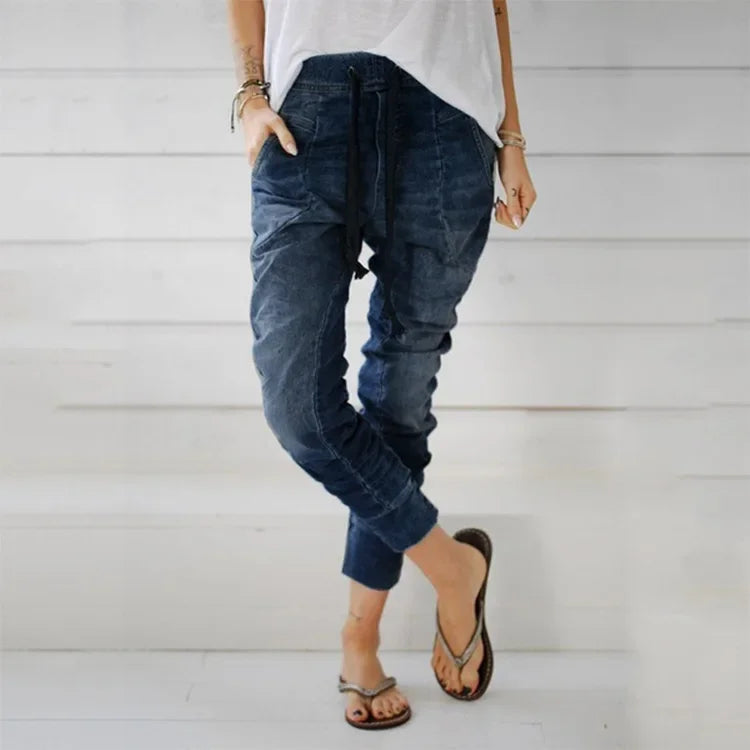Pencil Denim Pants Women Jeans Ankle Length Pants Y2k Streetwear Spliced Pockets Mid Waist Washed Jean Skinny Casual Mom Aviola