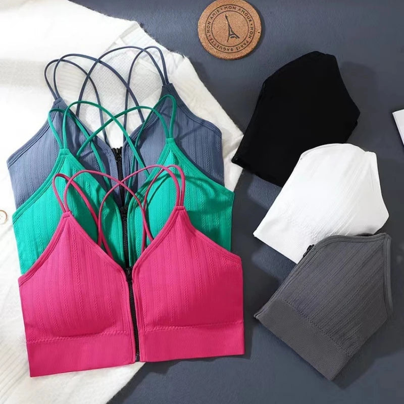Seamless Bra Women Front Zipper Tube Tops Wrapped Chest Vneck Wireless Bra Comfort Tube Bra Beauty Back Underwear Sports Vest Aviola