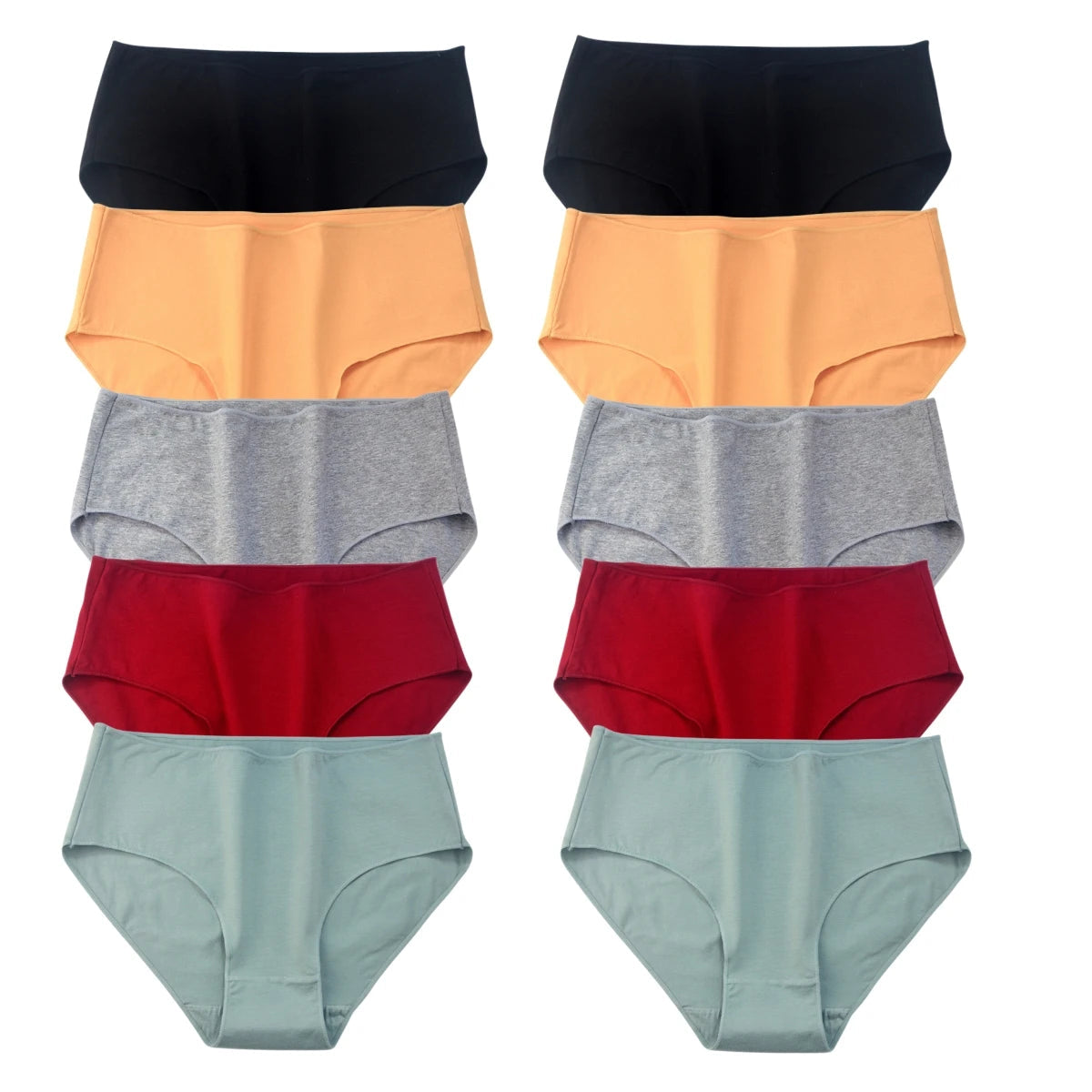 10Pcs/Set Cotton Panties Women Comfort Briefs Female High Waist Underwear Underpants Solid Color Intimates M-2XL Aviola