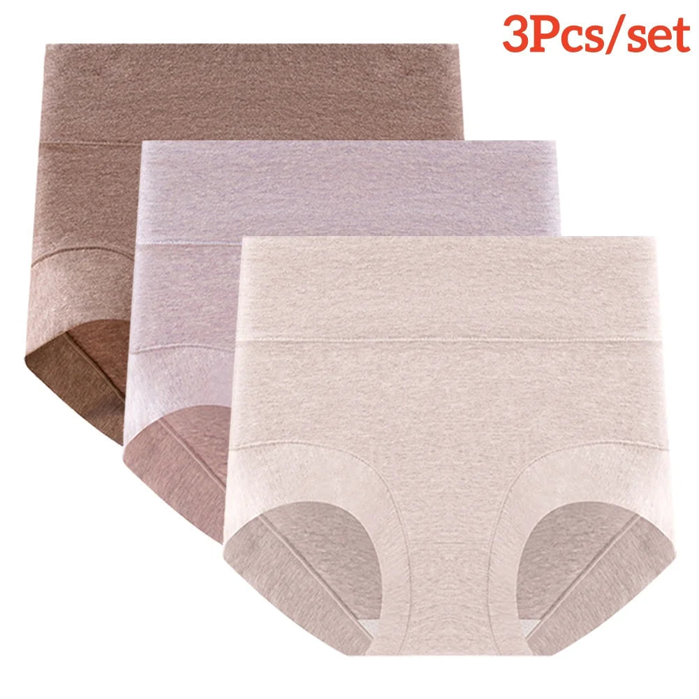 3pcs/Set Women's High-Waisted Cotton Panties Girls'S Briefs Comfortable Breathable Female's Lingerie L-XXL Ladies Underwear Aviola