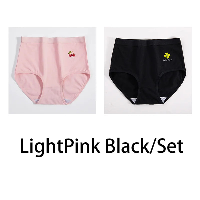 2Pcs/Set Women Printed Big Size Panties Cotton Underwear Lingerie Plus Size Sexy Female High Waist Comfort Briefs Aviola