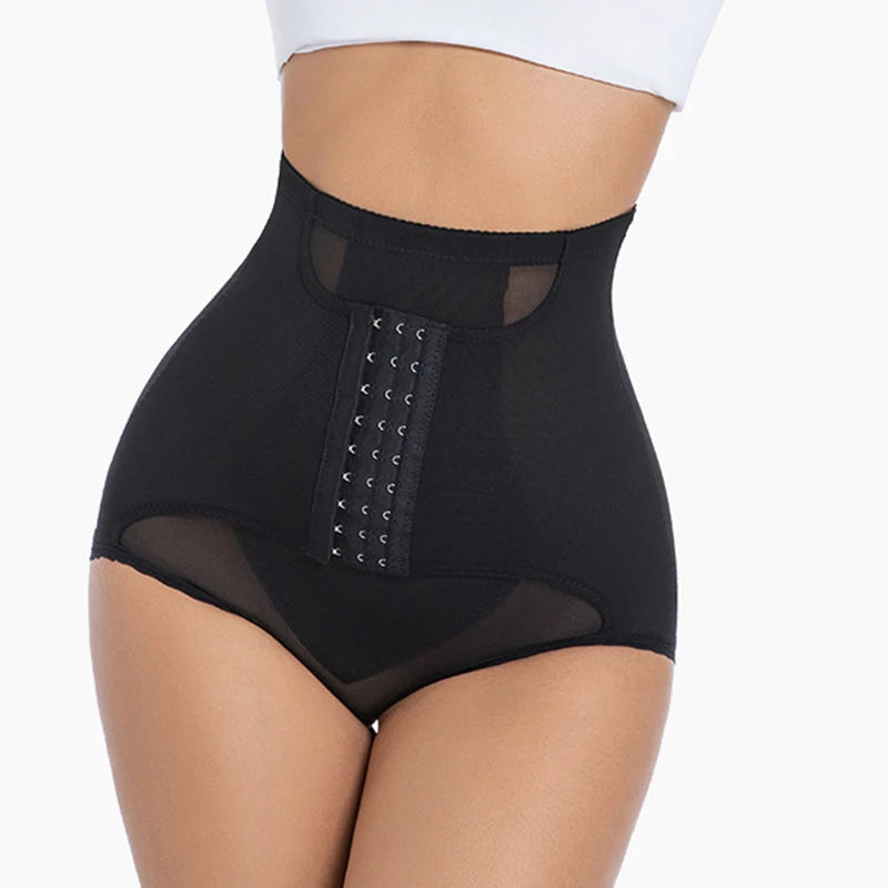 Women’s Waist Control Shapewear Panty with 3-Row Hooks Double Tummy Compression Mesh Butt Lifter High Waist Slimming Body Shaper Aviola