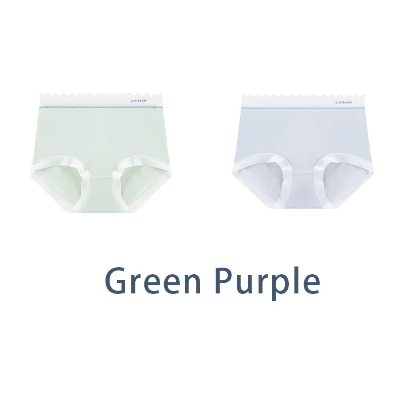 2PCS/Set Women M-3XL Big Size Seamless Antibacterial Underwear Sexy Sport Panties Comfort Briefs High Waist Soft Lingerie Aviola