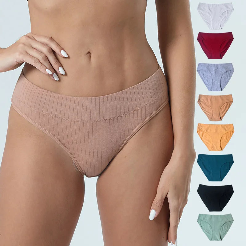 2PCS/Set Women Plus Size Seamless Cotton Panties Daily Underwear Sexy Female Rib Underpants Girls Comfort Briefs Lingerie 835 Aviola