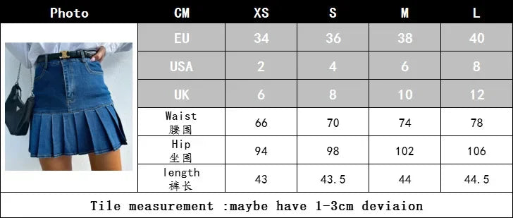 Pleated Skirt Women Vintage Denim Mini Skirts Washed Distressed Stretch High Waist Above Knee Spring Summer Y2k Jeans Streetwear Aviola