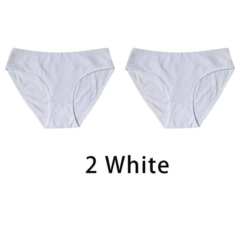 2PCS/Set Women Plus Size Seamless Cotton Panties Daily Underwear Sexy Female Rib Underpants Girls Comfort Briefs Lingerie 835 Aviola