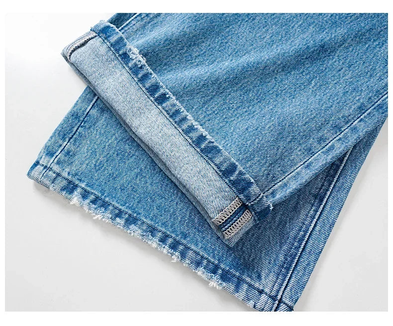 Denim Wide Leg Pants Women Jeans Floor Length High Waist Mom Jenas Washed Pockets Vintage Straight Trousers 2025 Streetwear Aviola