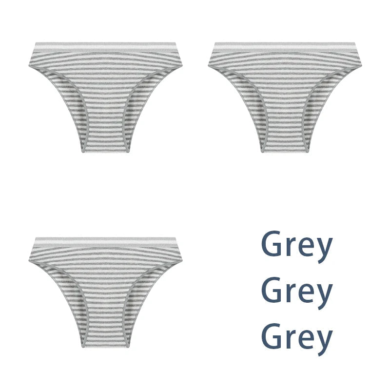 3PCS/Set Women Cotton Sexy Striped Panties Female Low Waist Underwear Classic Comfort Lingerie Girls Cute Briefs Aviola