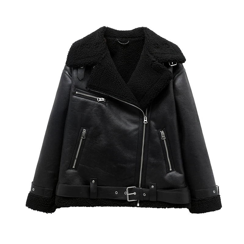 RARF 2024 dichroism women's new autumn and winter thickened warm belt double-sided long jacket jacket motorcycle top Aviola