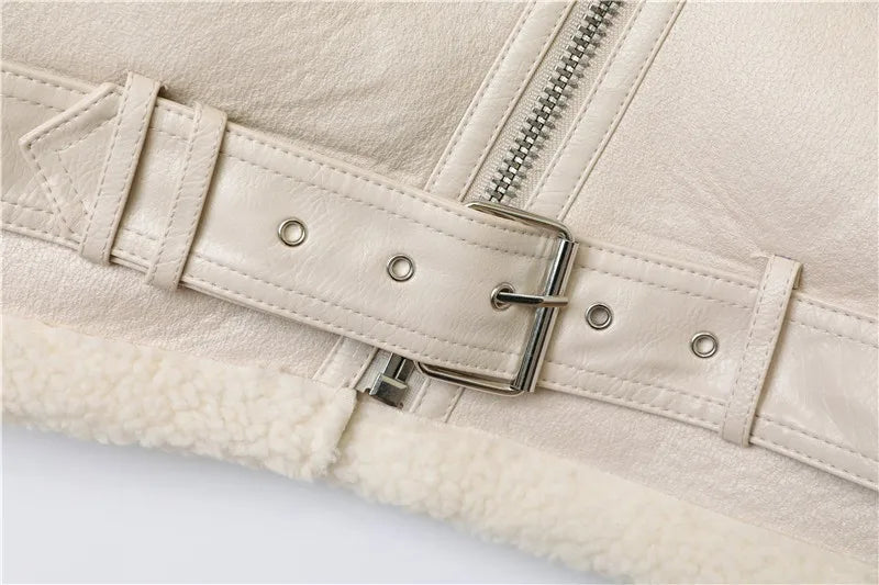 RARF The new  women's jacket with extra thick warm and extra thick lamb feather rider jacket with artificial fur Aviola