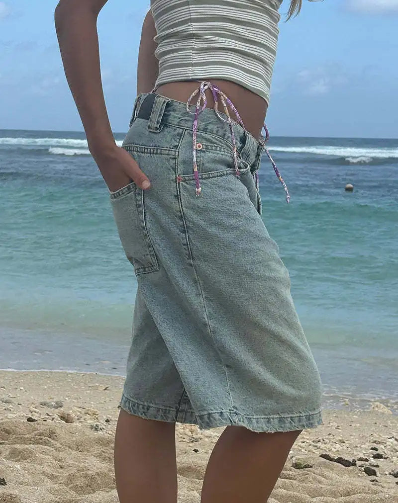 Denim Pant Women Wide Leg Jeans Calf Length Pants High Waist Straight Trousers Y2k Streetwear Mom Jeans Casual Loose Summer Aviola