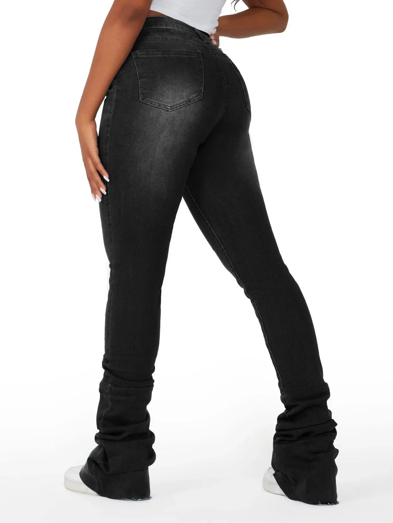 Washed Denim Straight Pants Women Ankle Length Jean Ripped Hole Distressed Pockets Solid Casual Skinny Vintage High Waist Aviola