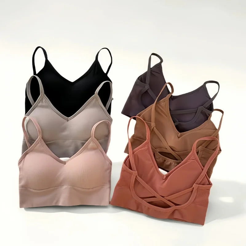 Women Crop Top Solid Color Tube Top Seamless Bra Sports Sexy Lingerie Active Bra Tops Underwear With Removable Pads Aviola