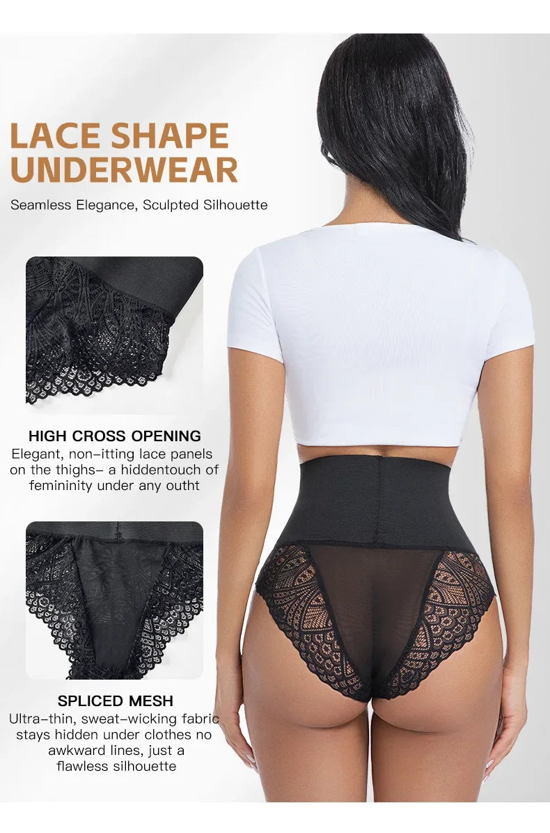 Women's Lace Tummy Control Panties High Waist Slimming Shaper Briefs Sexy Body Shapewear with Butt Lifting and Hourglass Fit Aviola