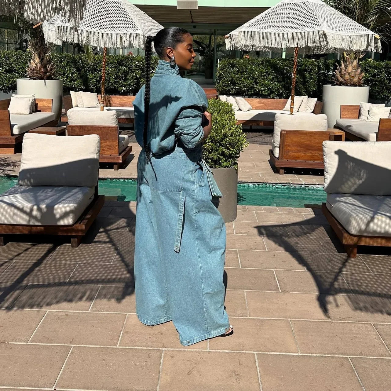 Denim Two Piece Sets Women Coat Jacket Wide Leg Pants Jeans Suits Matching Sets Trousers Outfits 2025 Y2k Streetwear Party Aviola