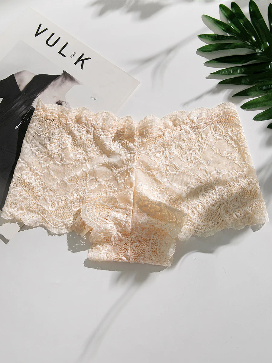 4PCS/Set Lace Women Panties Sexy Underwear Perspective Floral Hollow Out Briefs Female Underpants Breathable Ladies Lingerie Aviola