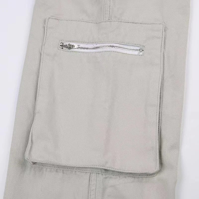Cargo Pants Women Casual Jeans Utility Low Waist Trousers Pockets Zipper Straight Y2k Streetwear Loose 2025 Summer Party Club Aviola