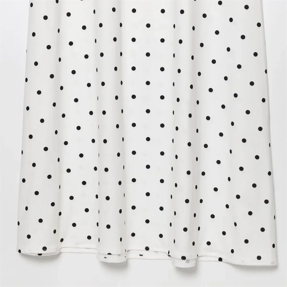 BM&MD&ZA2025French polka dot temperament slim V-neck lace contrast color suspender dress long skirt summer women's clothing Aviola