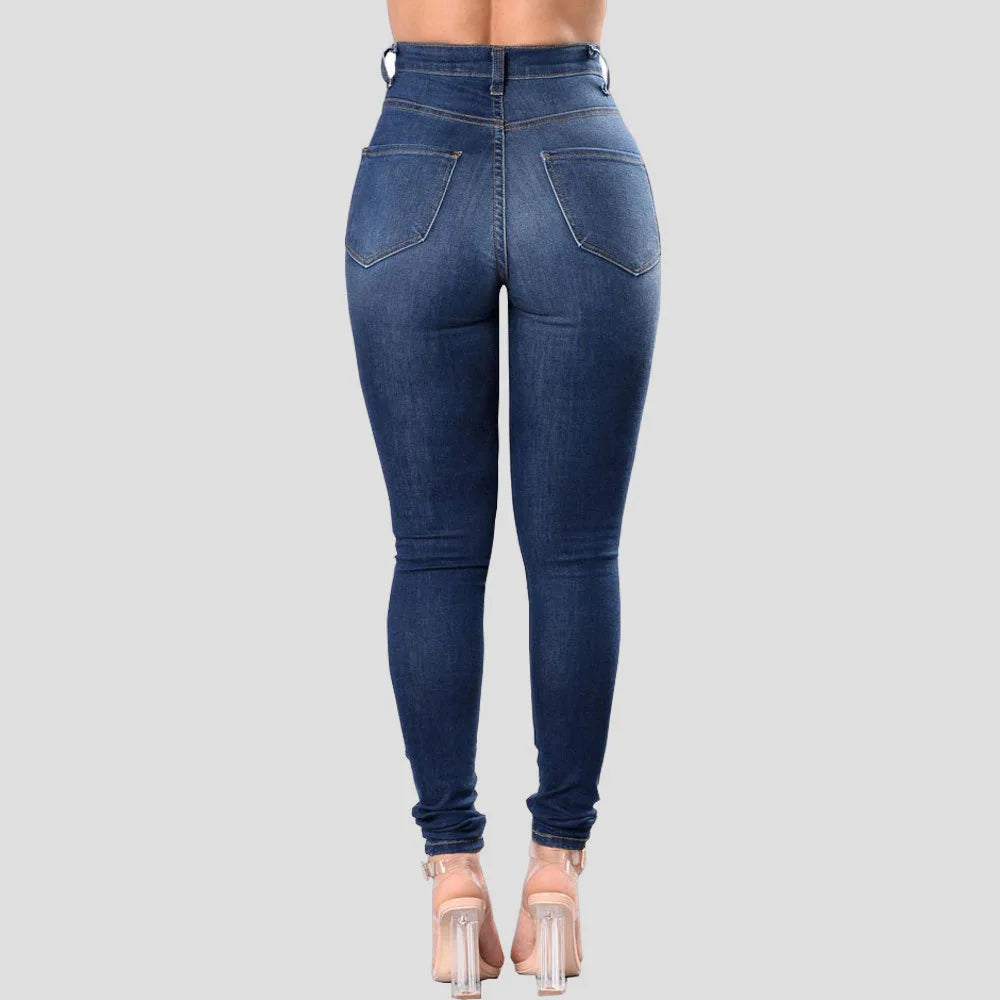 Jeans Women Hole Denim Pencil Pants Ripped Skinny Ankle Length Trousers Stretch High Waist Distressed Washed 2025 Streetwear Aviola