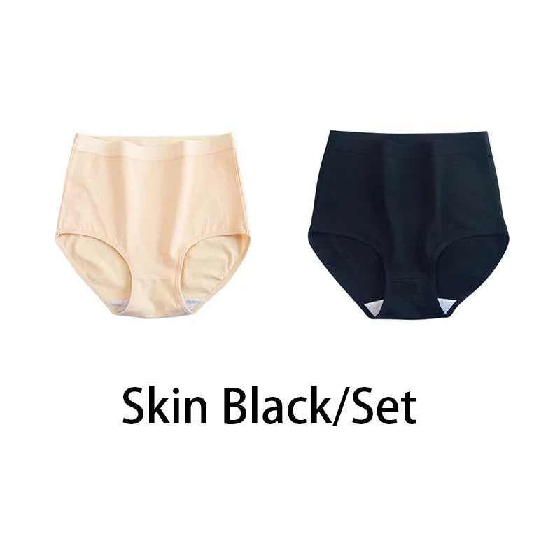 2PCS/Set Women Plus Size Panties Body Shaper Cotton Underwear Lingerie 6 Colors Sexy Female High Waist Seamless Briefs NKT2119-2 Aviola