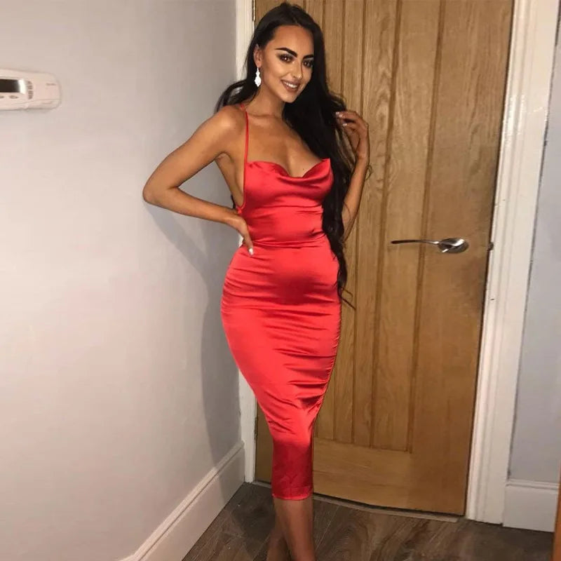 Y2K Cross border Women's Dress Foreign Trade Sexy Nightclub Dress Summer Satin Fashion Women's Dress Aviola
