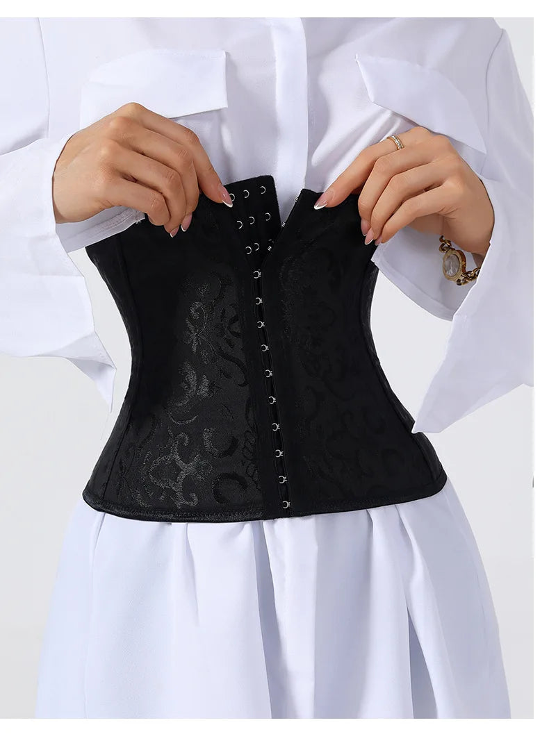 European Style Corset Shapewear Women with 3-Row Buckles Waist Trainer Bodice Slimming Bust Lifter Tight Fit Fashion Shaping Top Aviola