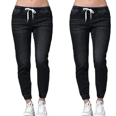 Pencil Denim Pants Women Jeans Ankle Length Pants Y2k Streetwear Spliced Pockets Mid Waist Washed Jean Skinny Casual Mom Aviola