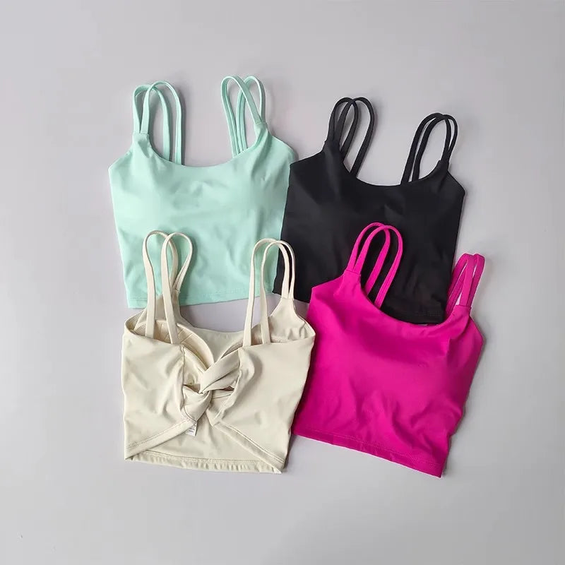 Women's Sports Bras Fitness Top, Sexy Lingerie, Push Up Fixed Pad, Yoga Bra, Back knotted Underwear, Running Vest, Gym Tops Aviola