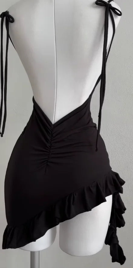 High-end feel Y2K sexy backless lace up spicy girl's hip hugging skirt Aviola