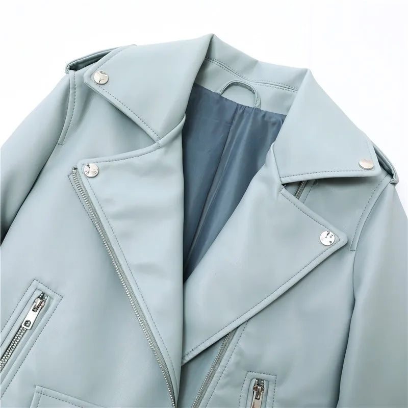 RARF Spring and Autumn 2024 The new belt detachable epaulet motorcycle jacket leather jacket Aviola