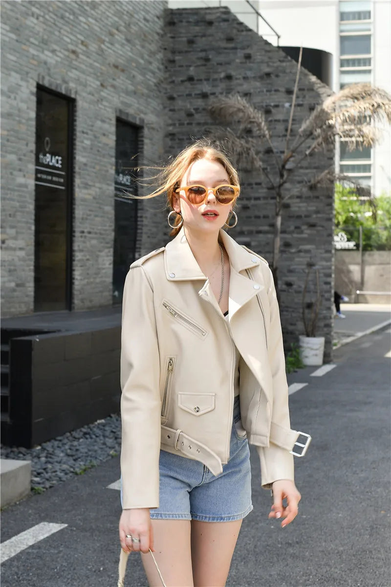 RARF Spring and Autumn 2024 The new belt detachable epaulet motorcycle jacket leather jacket Aviola
