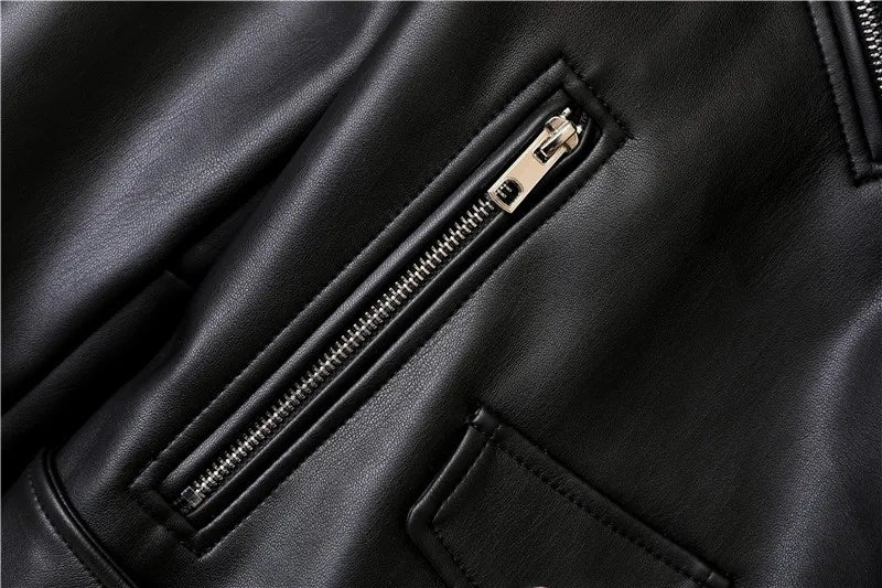 2025 New Spring Autumn Women Blue Faux Leather Jacket Ladies Solid With Belt Zipper Biker Coat Female Casual Outwear Veste Femme Aviola
